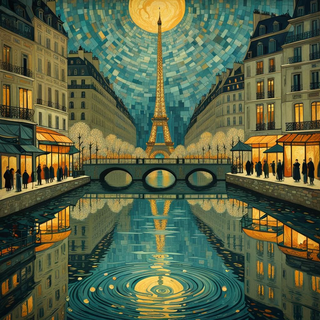 Art Deco Paris Reflected: A Klimt-Inspired Masterpiece