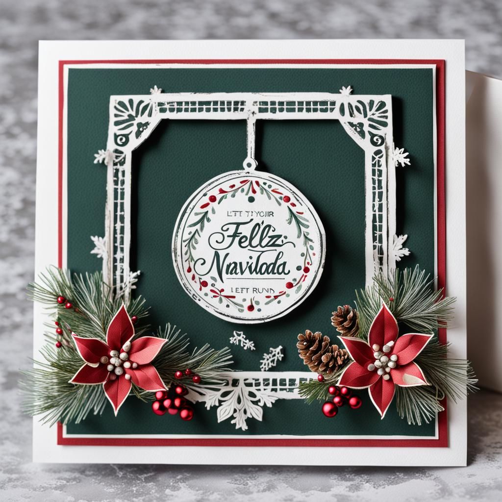 Festive Christmas Card with Classic Frame and 'Feliz Navidad...