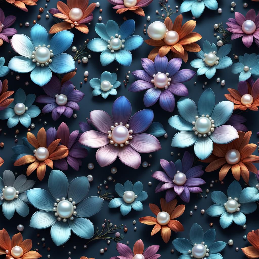 Iridescent Pearl Flowers: Fantasy Concept Art