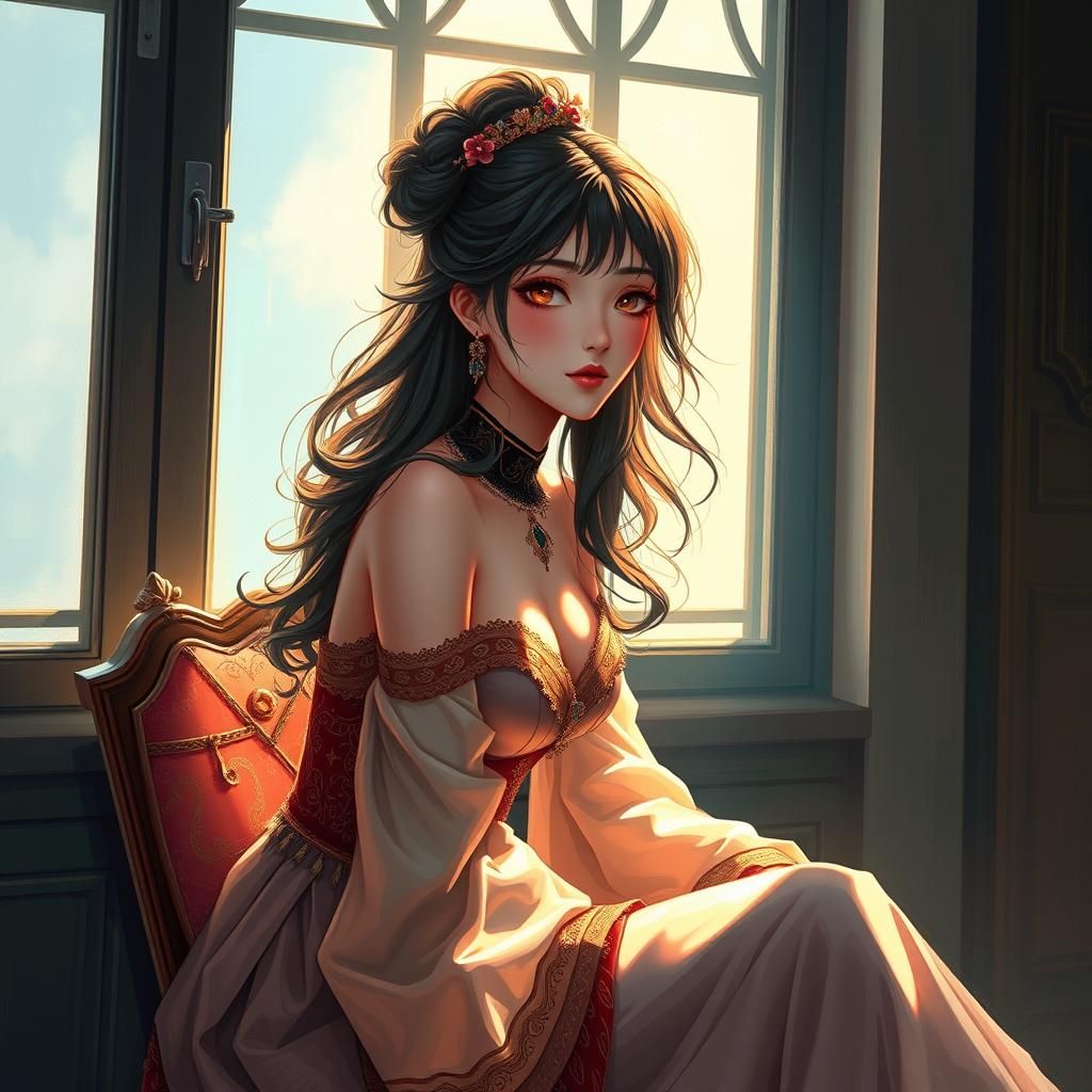 Anime Woman in Ethereal Light, Studio Trigger Style