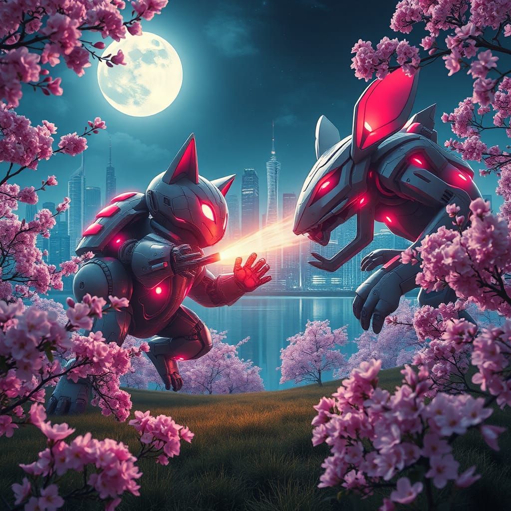 Kitten and Rat Mechas Clash in Cherry Valley