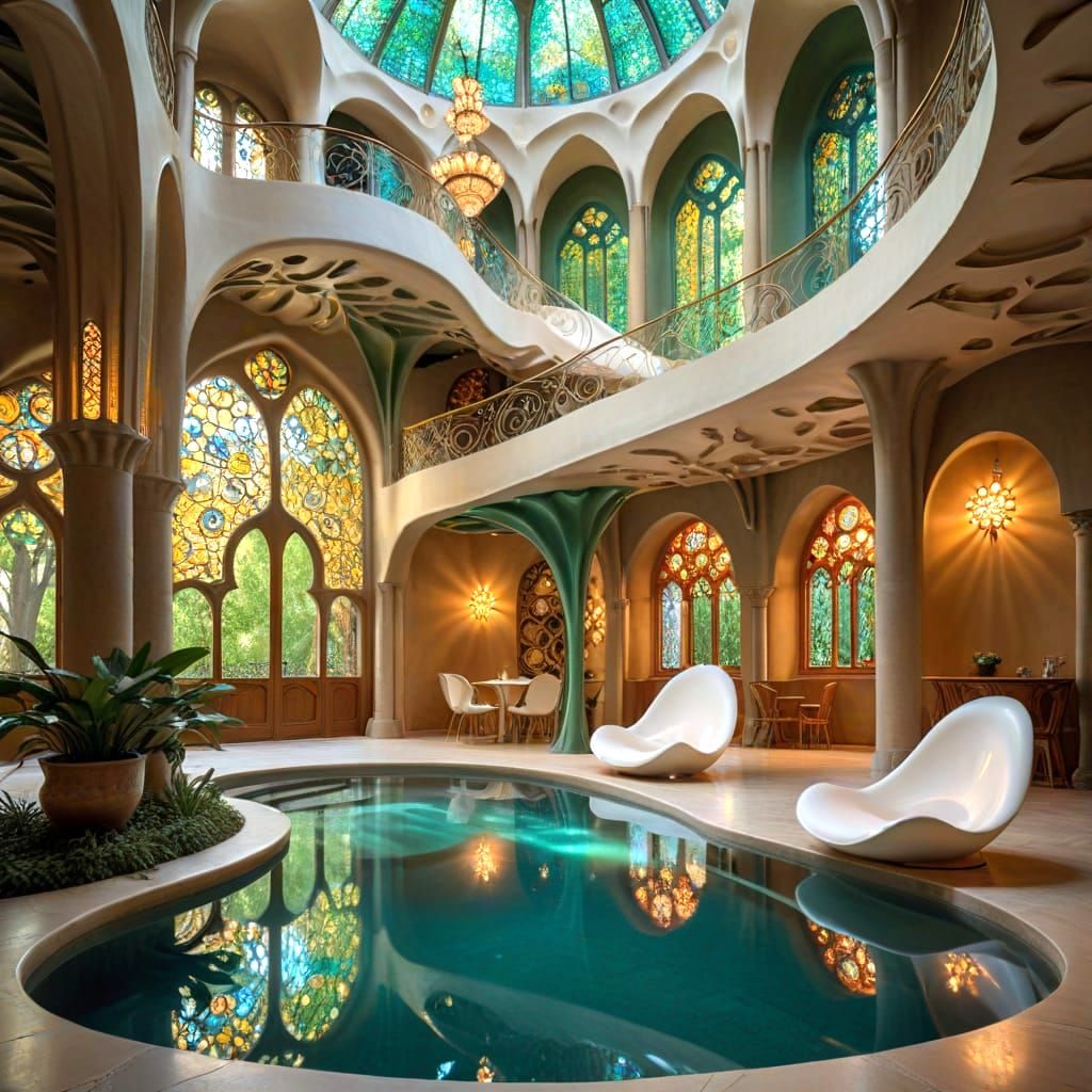 Luxurious Art Nouveau Inspired Futuristic Oasis