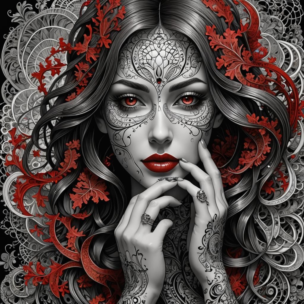 Smirking Woman in Suggestive Scratch Art