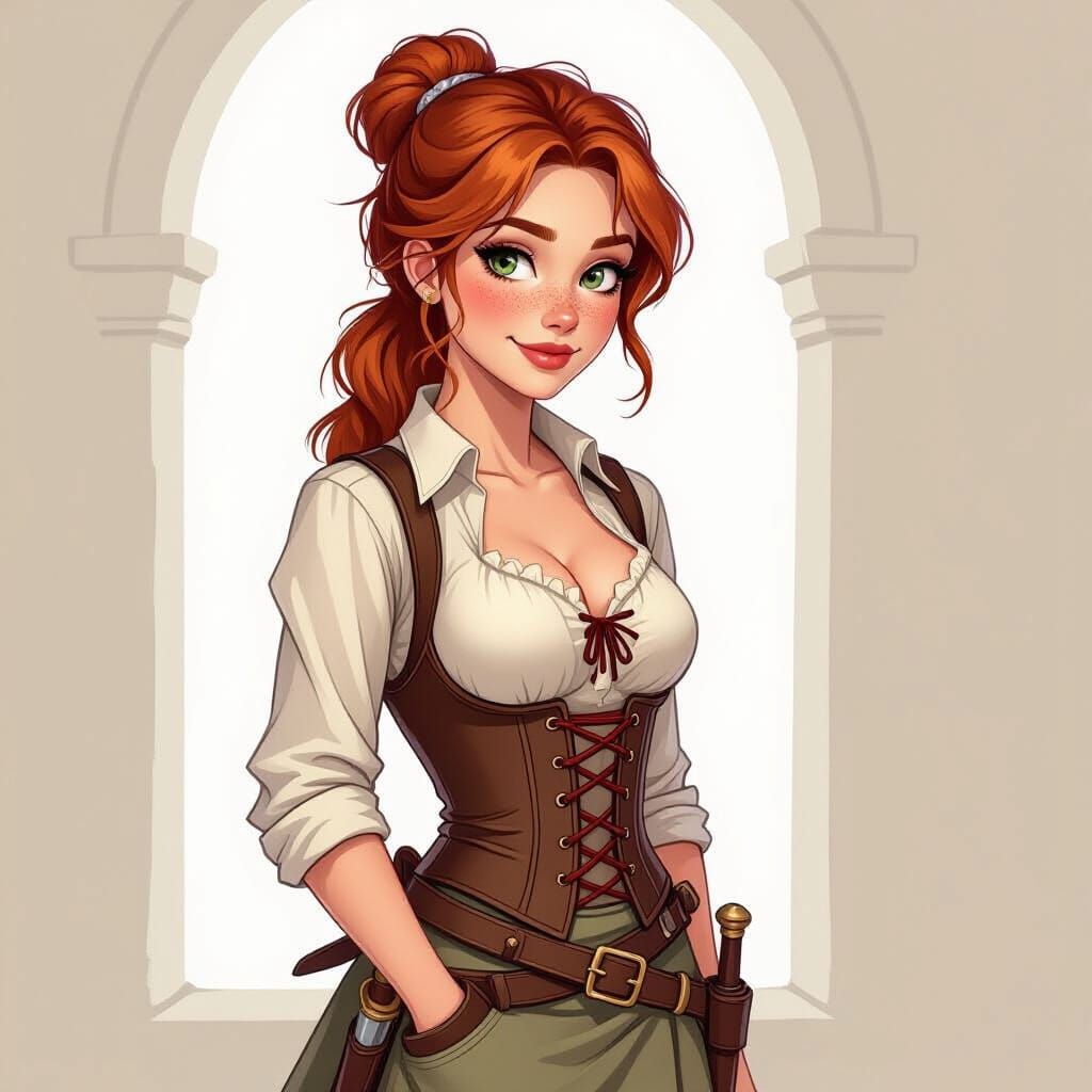 Toon Sketch Portrait of a Red-Haired Woman