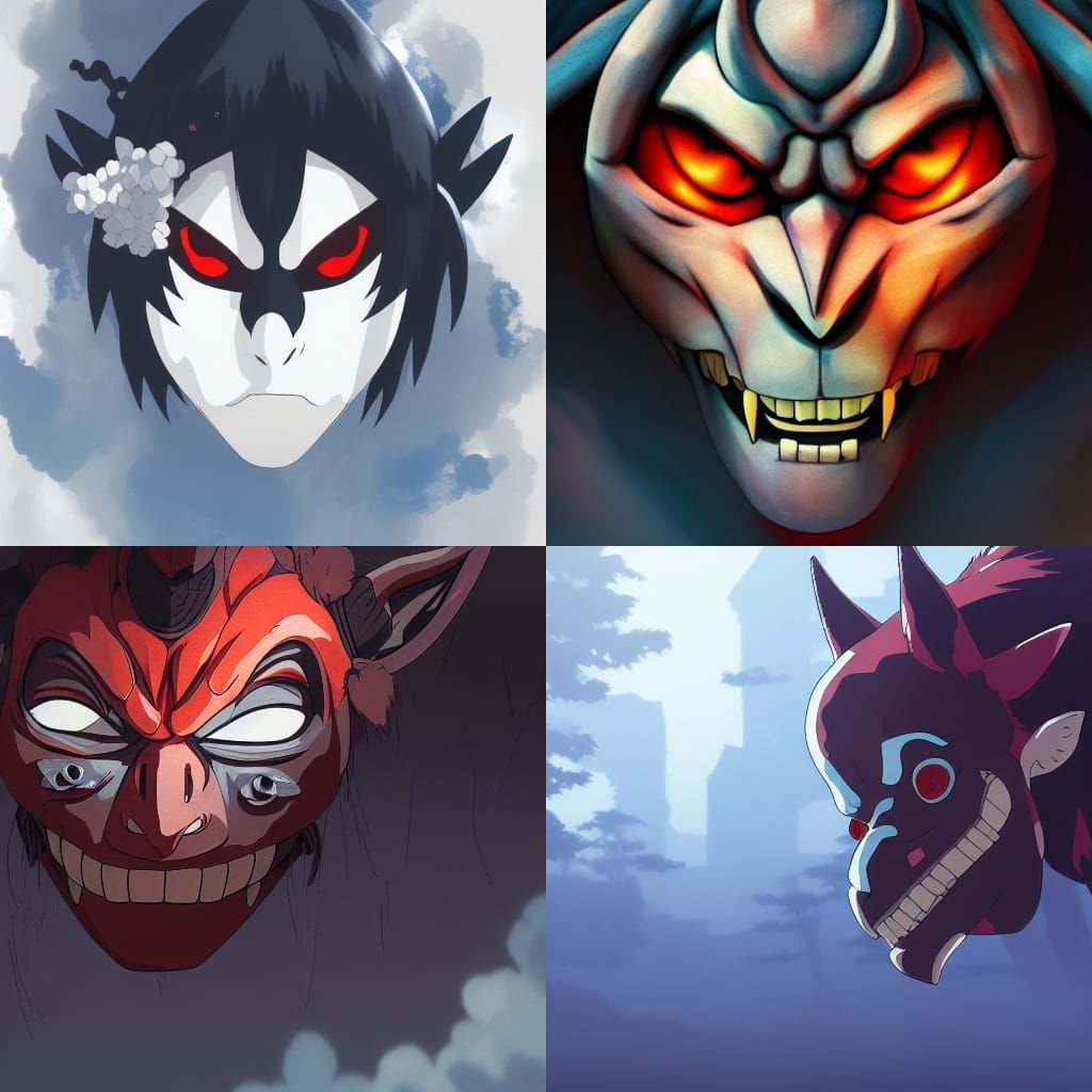 Anime Oni Mask Inspired by Studio Ghibli