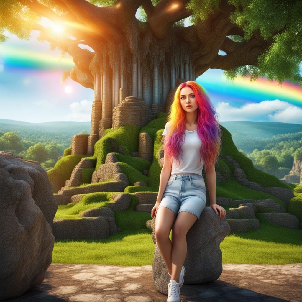 Rainbow Haired Woman by Tree of Life