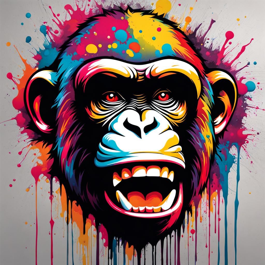 Graffiti Ape in Street Art Style