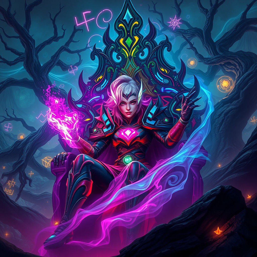 Neon Gamer in Fantasy Landscape, Concept Art