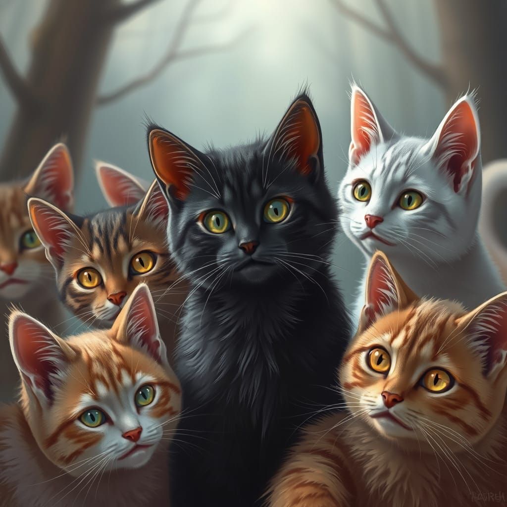 Cats in Serene Wildlife Realism