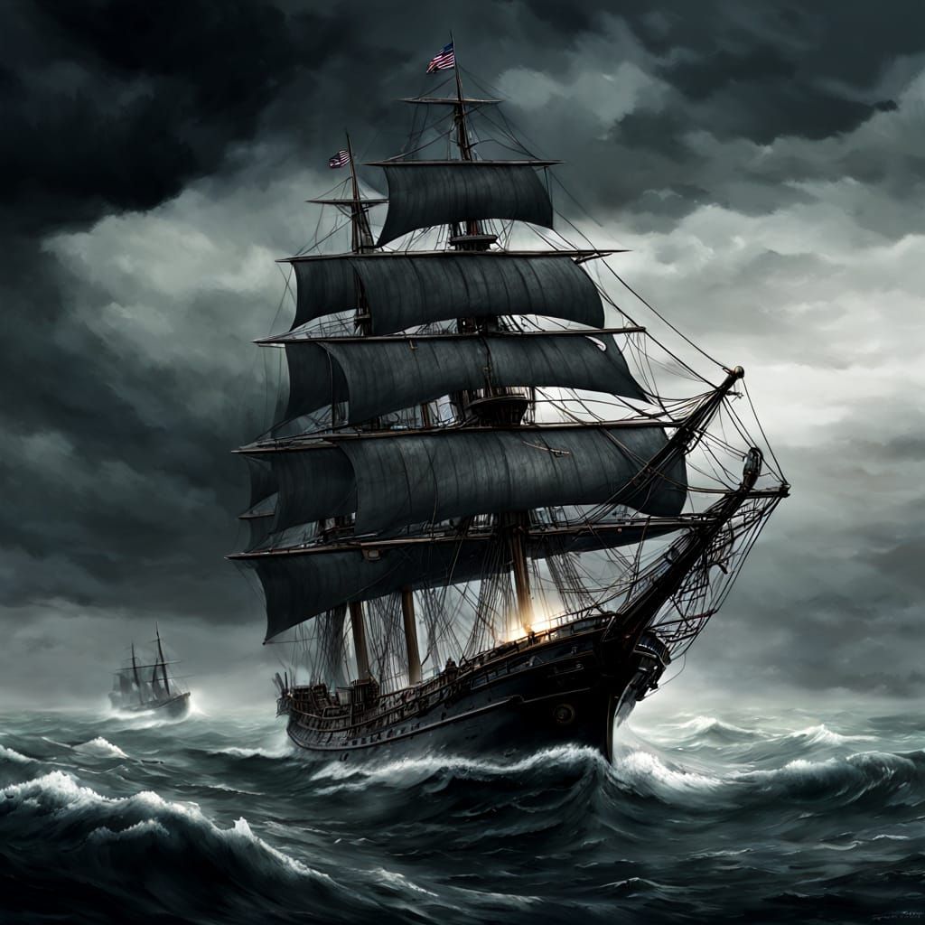 Civil War Ironclad Monitor on Stormy Seas