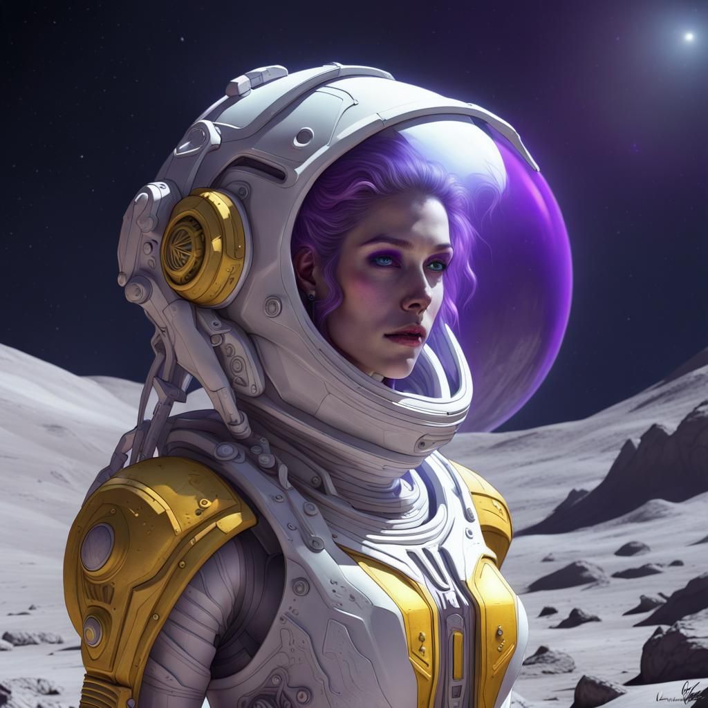 Alien Girl on the Moon: Dark Fantasy Concept Art