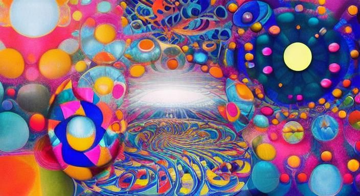 Kaleidoscopic Orrery Garden in Surrealist Style