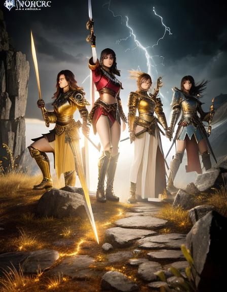 Fantasy Warriors on Cliff: Dark Fantasy Concept Art