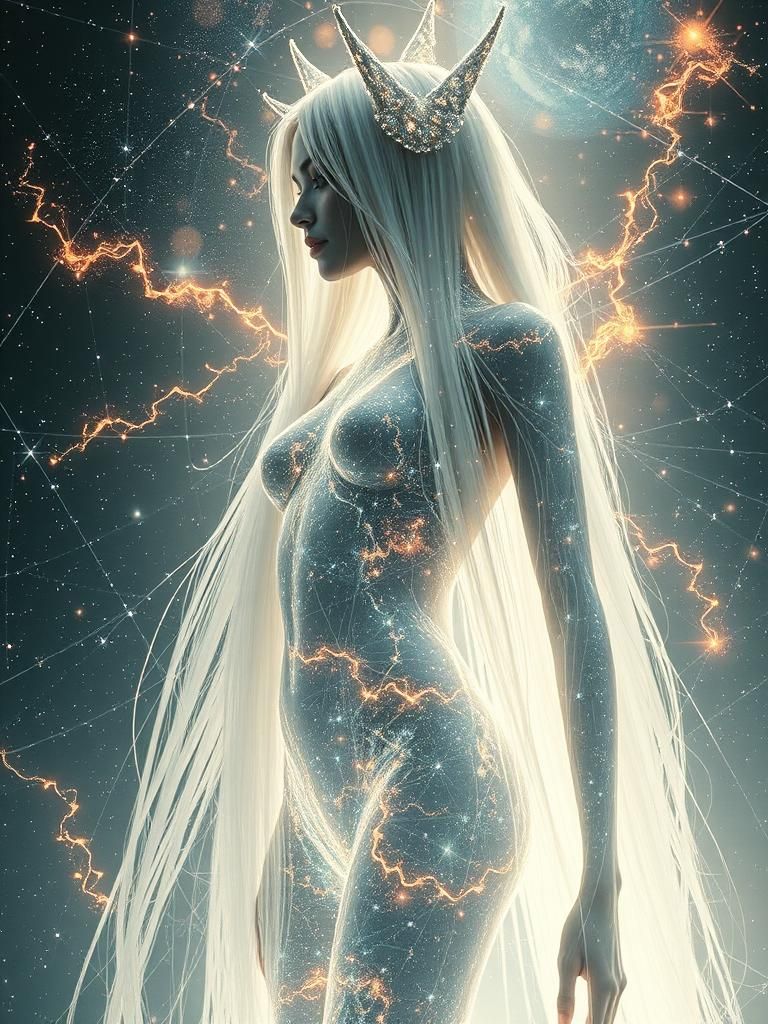 Ethereal Woman Radiating Light in Baroque Style