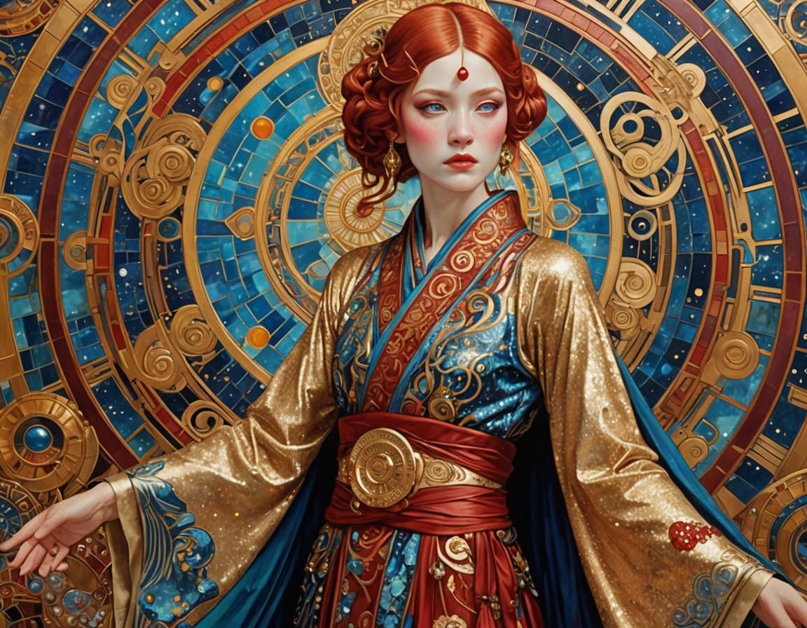 Celestial Woman in Art Deco Style