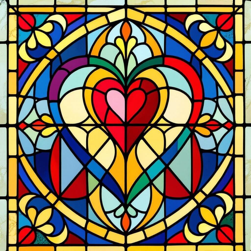 Sacred Heart Stained Glass in Gothic Abstract Style