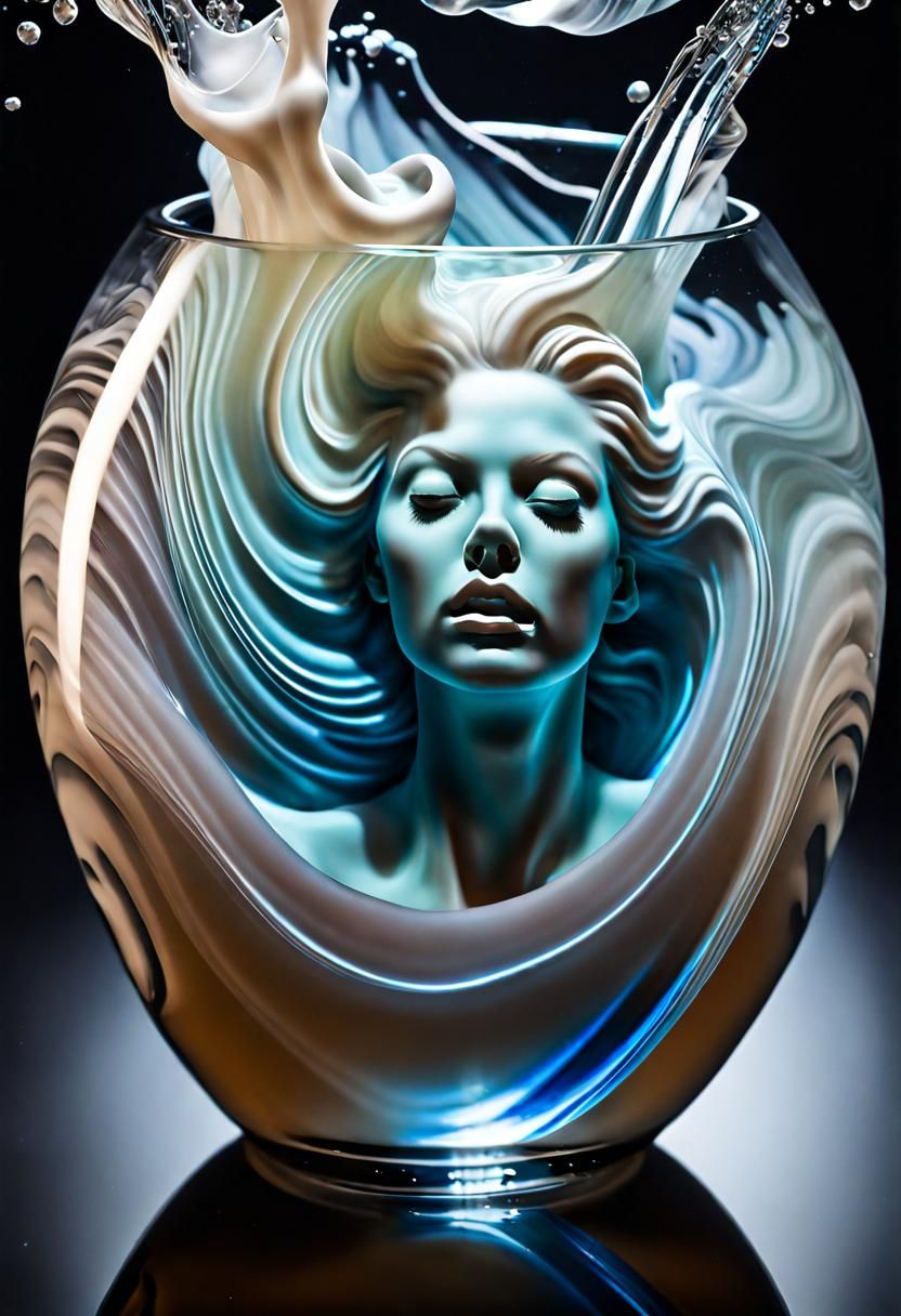 Smoky Faces and Flowers in Crystal Vase