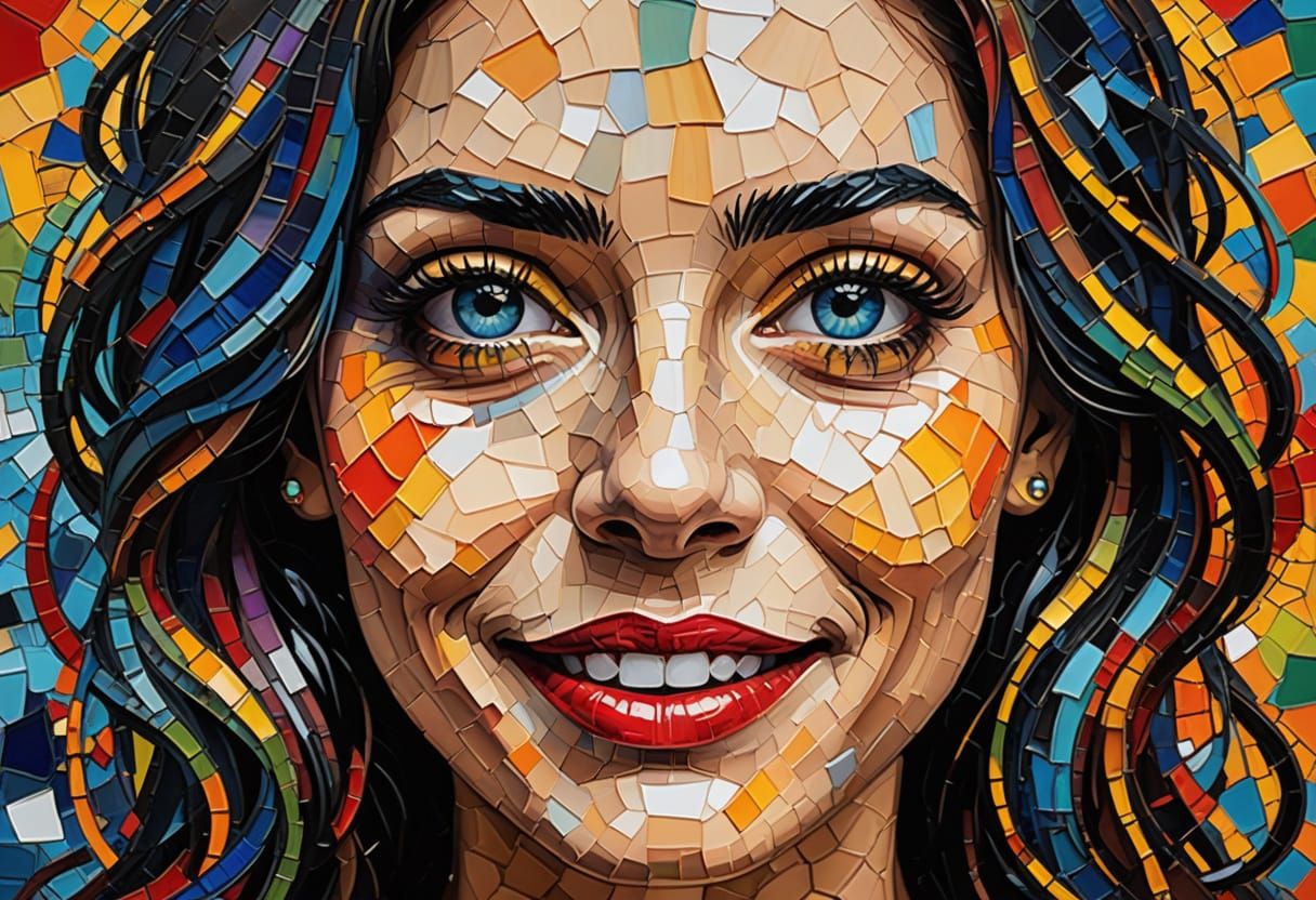 Smiling Woman in Expressionist Neo-Impressionism Style