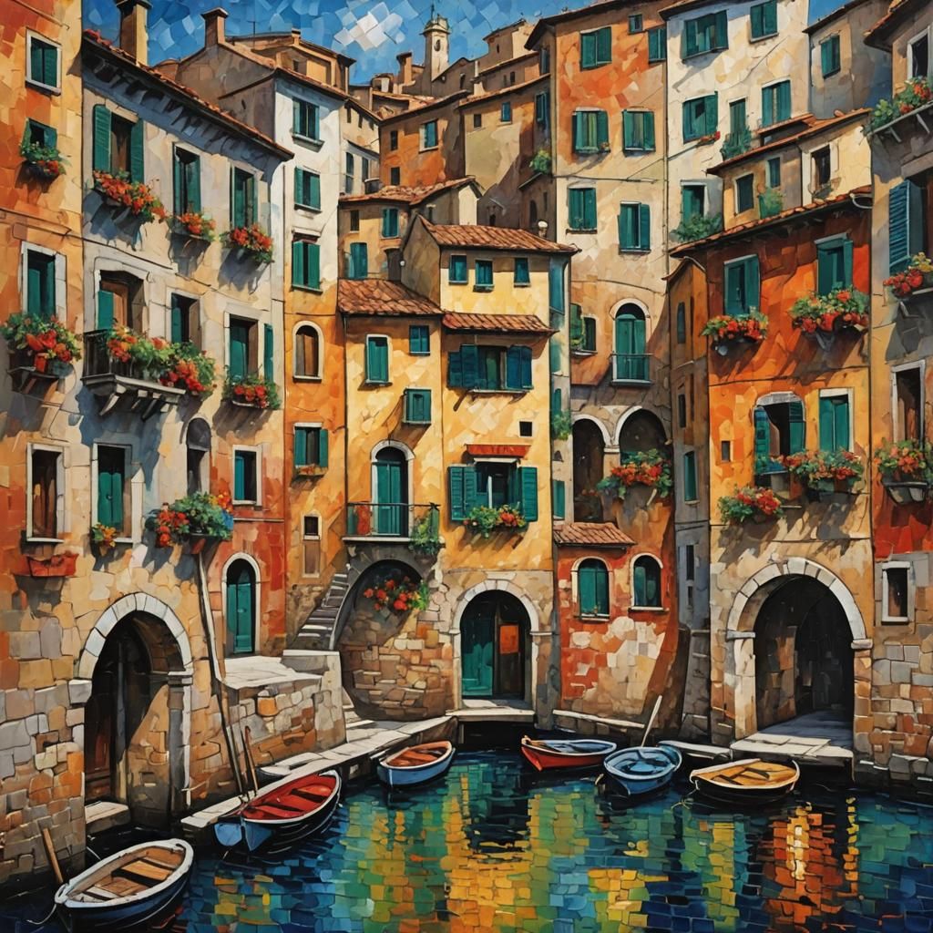 Italy: Neo-Impressionist Expressionist Oil Painting