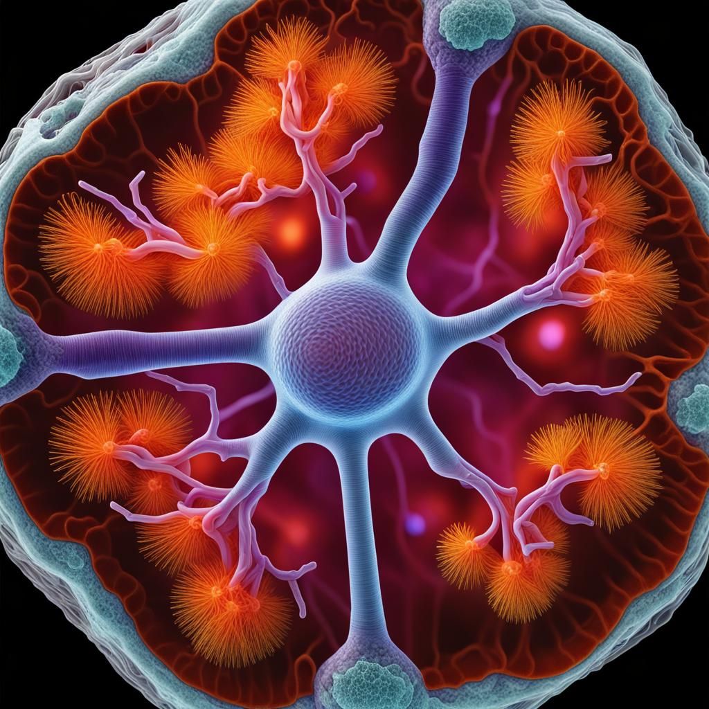 Glowing Microbe Cells and Nanotubes in Glasswork