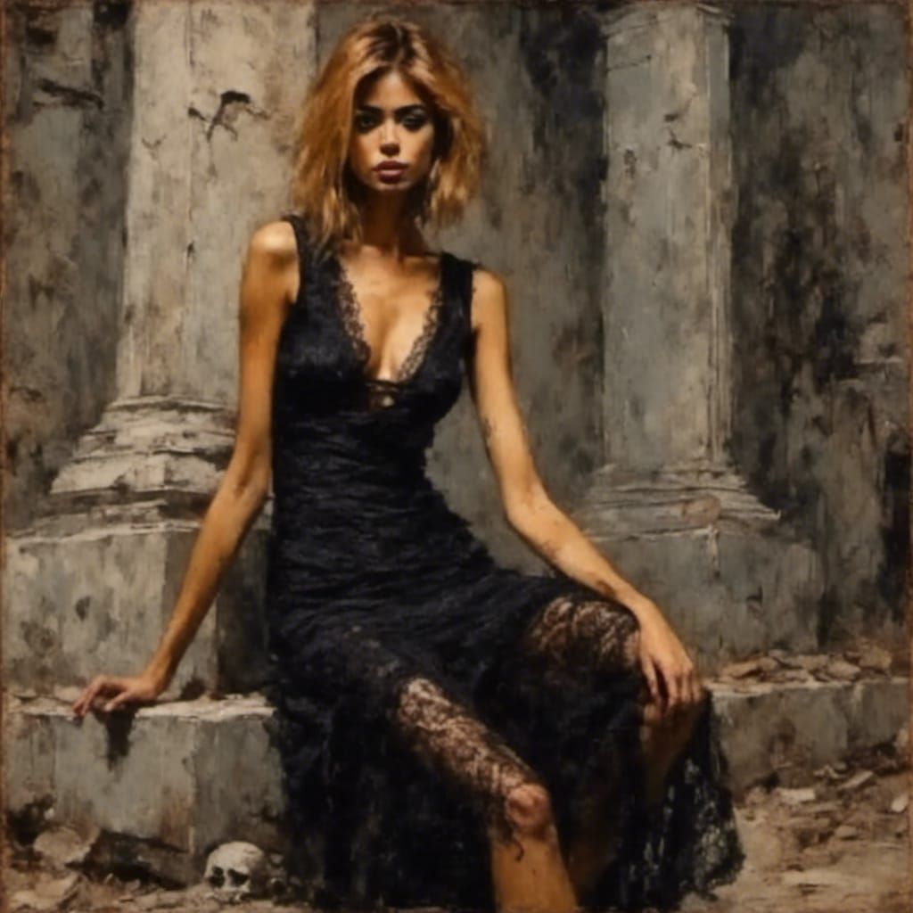 Gothic Impasto Portrait in Dark Palette