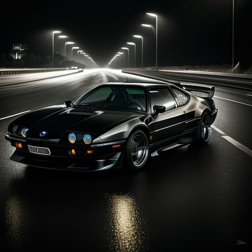 BMW M1 on Dark Road: Hyperrealistic Car Photography