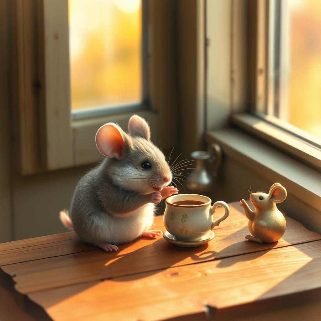 Whimsical Mouse in Morning Elegance