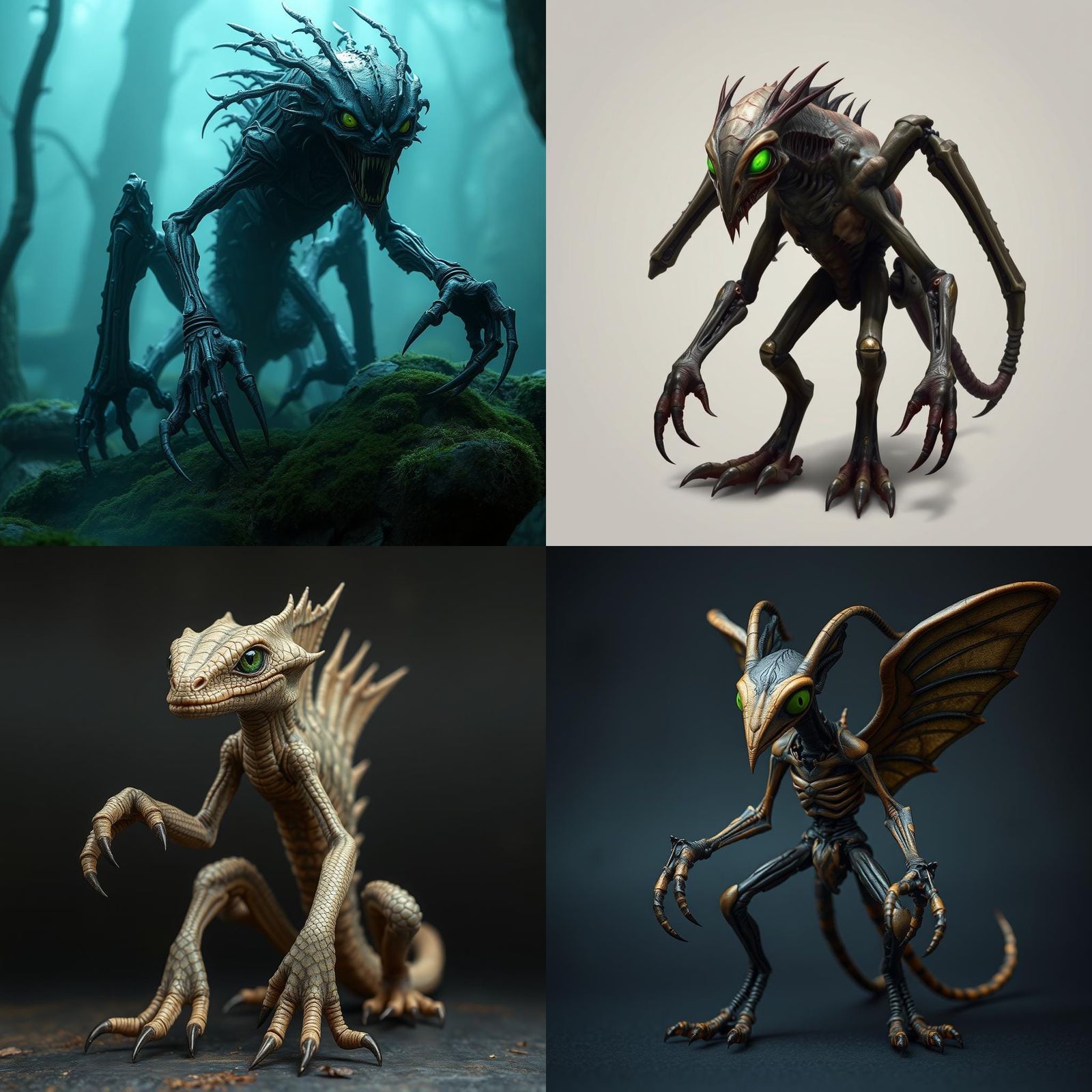 Strange Hairy Creature with Green Eyes and Claws