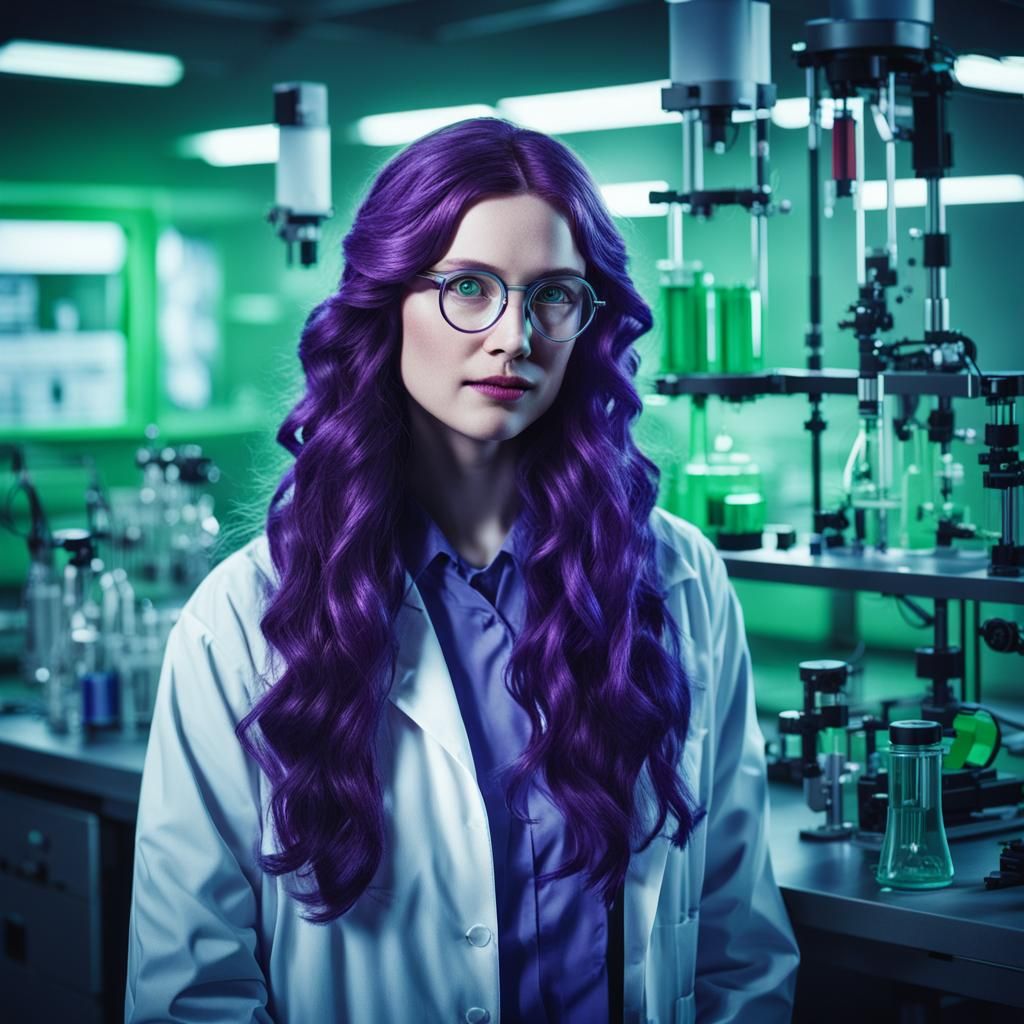 Very Beautiful Purple-haired Scientist