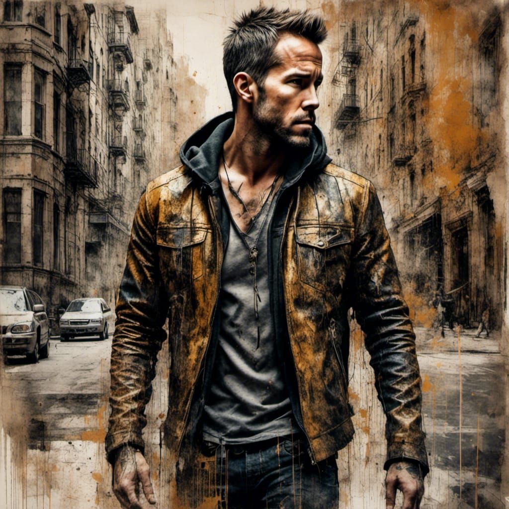 Ryan Reynolds Look-Alike in Urban Street Art Style