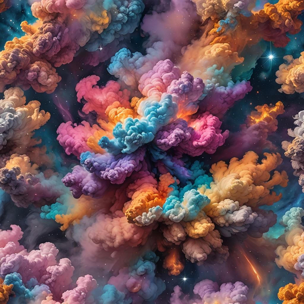 Polychromatic Smoke Cloud Galaxy in Splash Art