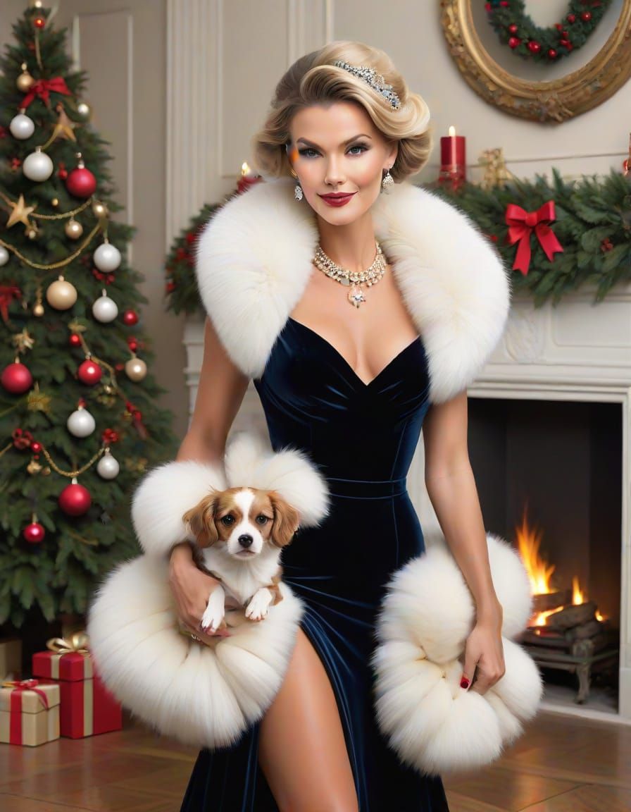 Elegant Christmas Socialite with Bouncy Fur