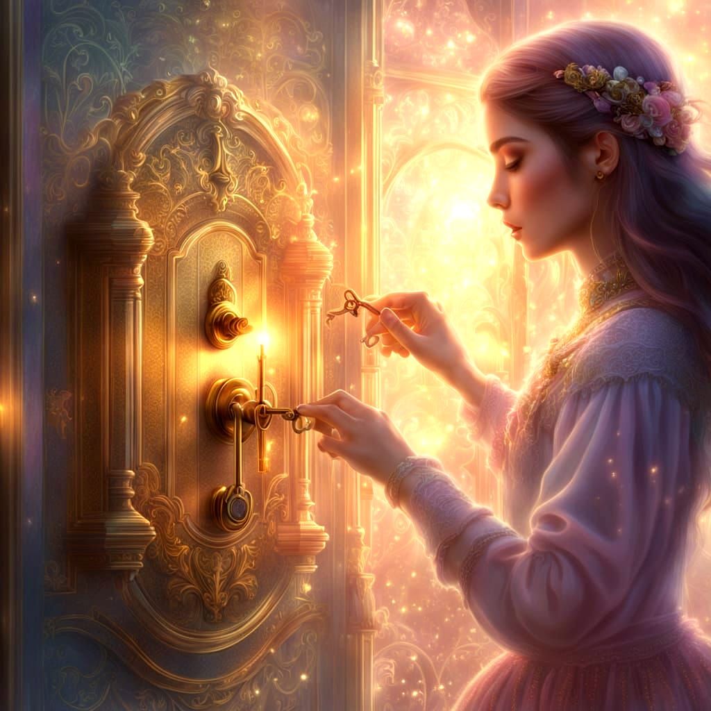 Ethereal Girl Unlocks Destiny in Fantasy Art