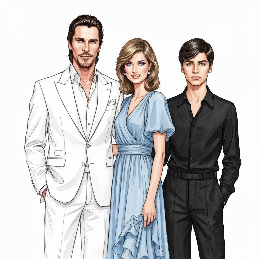 Family Portrait in Watercolor Croqui Style