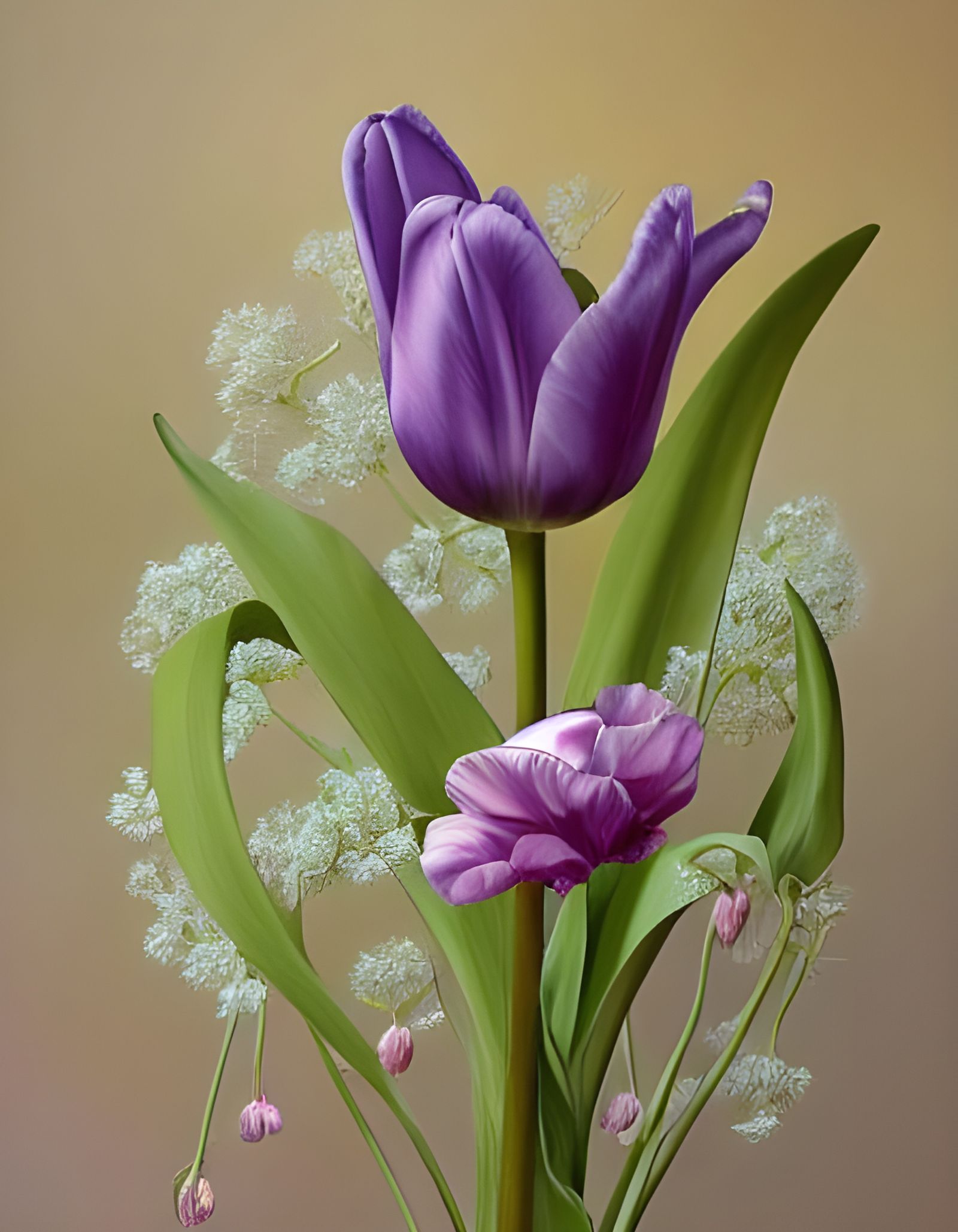 Hyperrealistic Tulip Oil Painting with Vibrant Colors