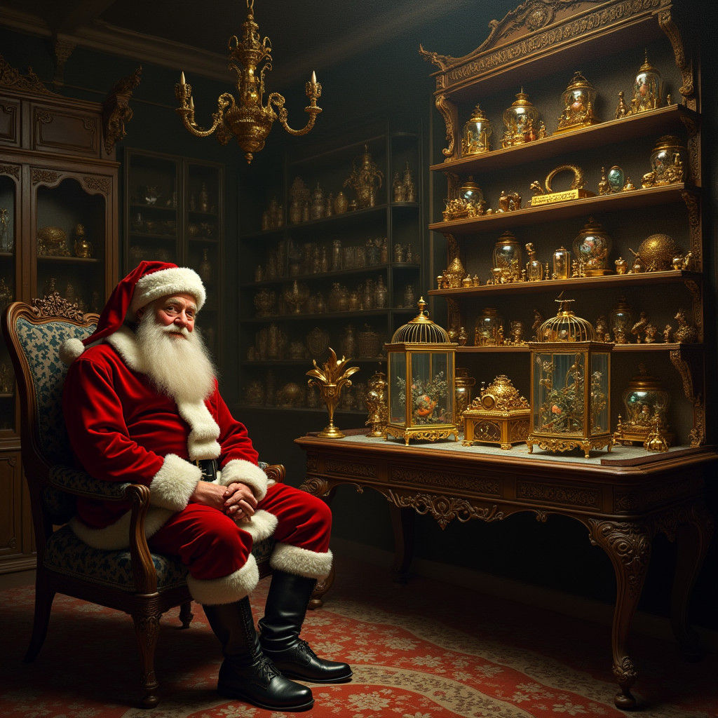 Santa's Ornate Toy Chamber in Rococo Style