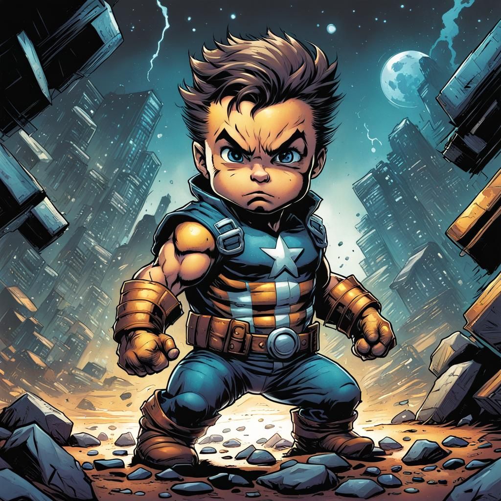 Wolverine as Toddler in Comic Book Art