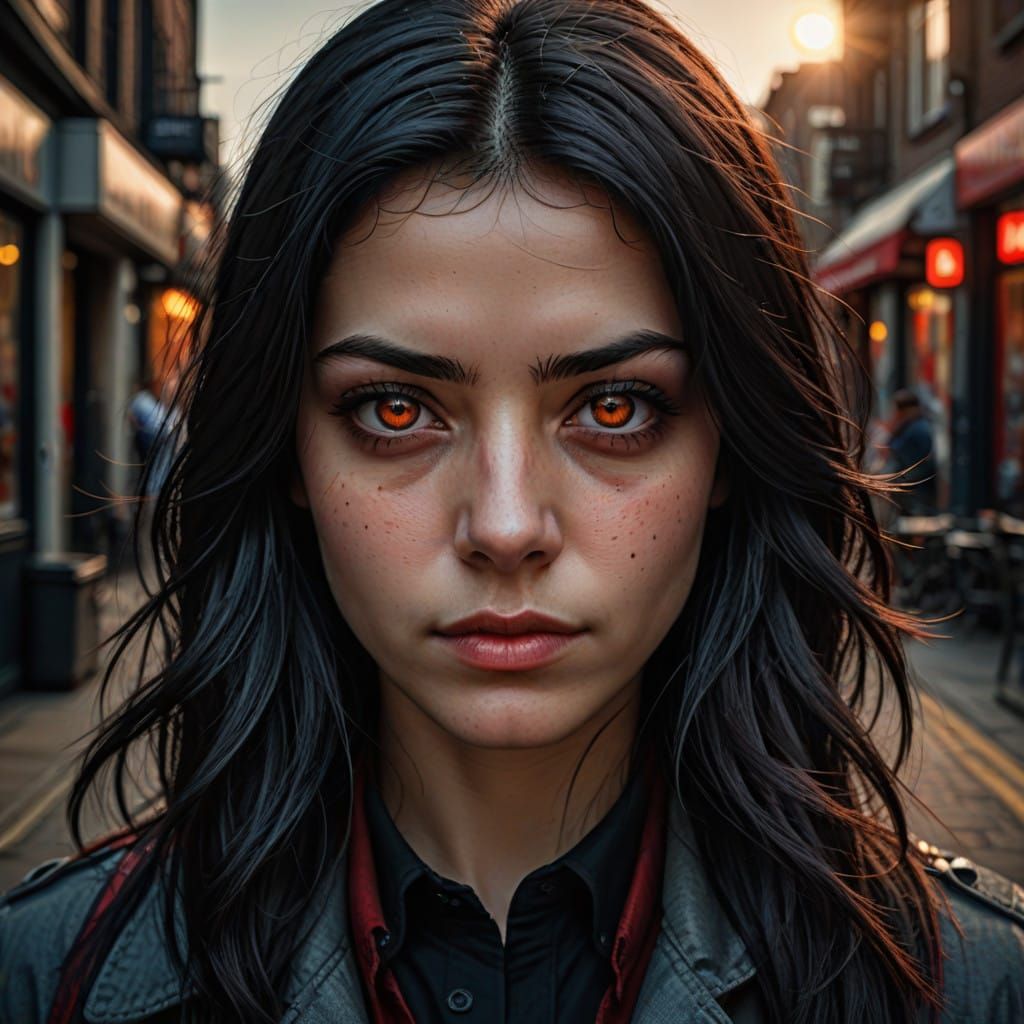 Hyperrealistic Portrait of a Young Woman with Hazel Eyes