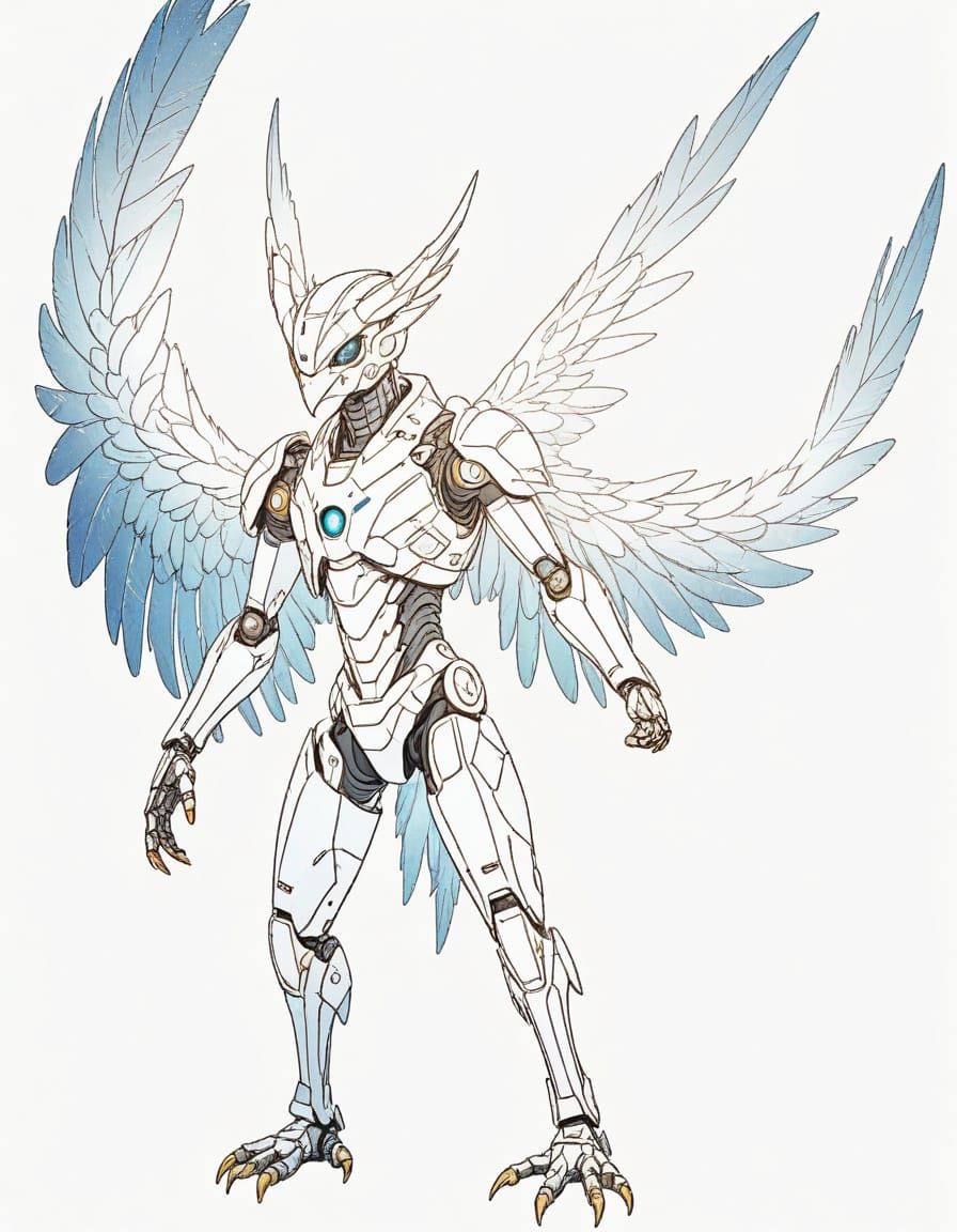Photorealistic Bird Humanoid with Iridescent Feathers