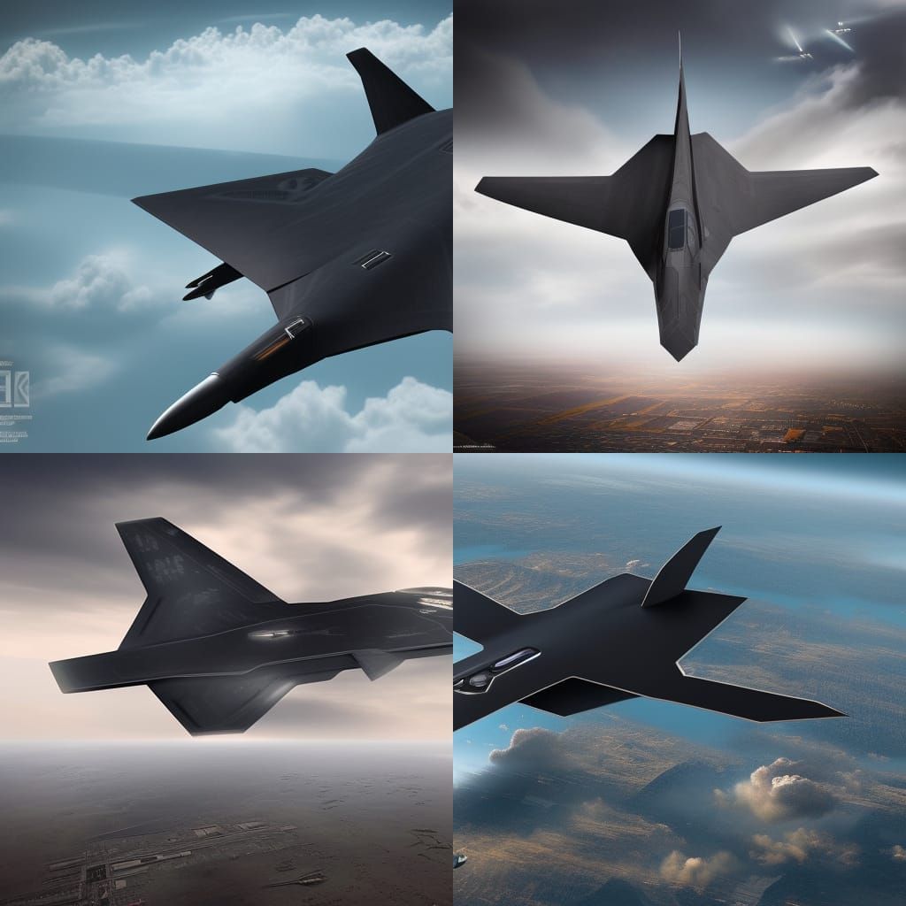 Futuristic Stealth Bomber in Flight: Digital Matte Painting