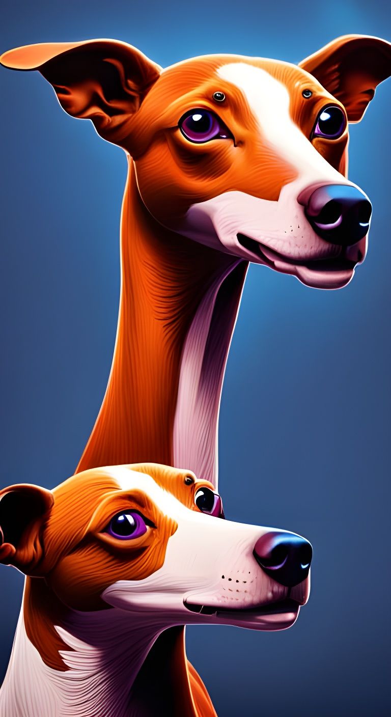 Expressive Italian Greyhounds in Detailed Digital Art