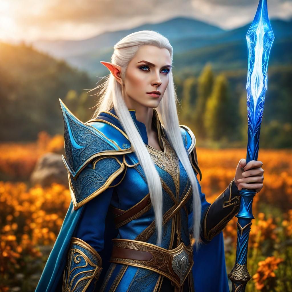 High Elf Mage on Battlefield: Fantasy Portrait