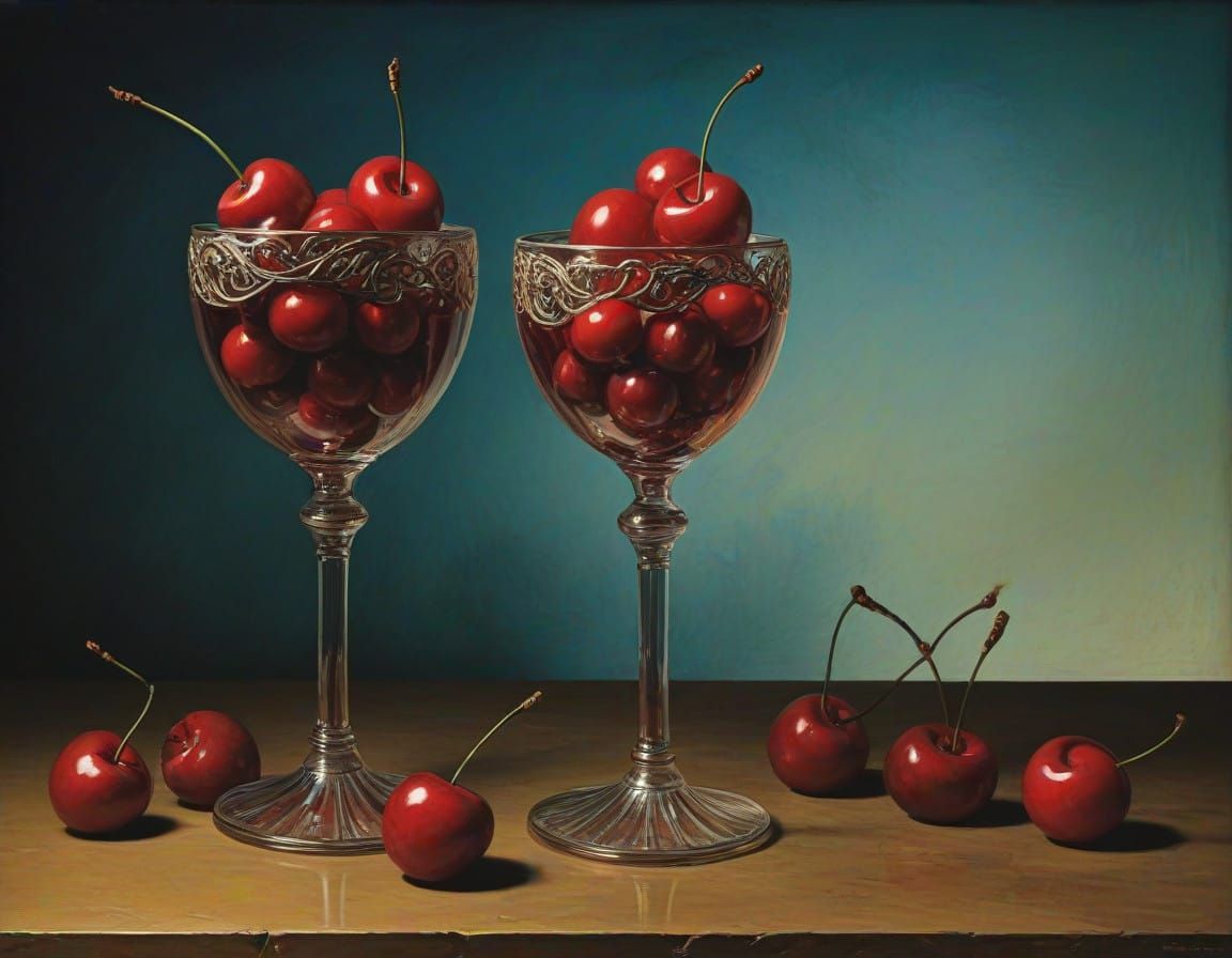 🥈Cherries in goblets