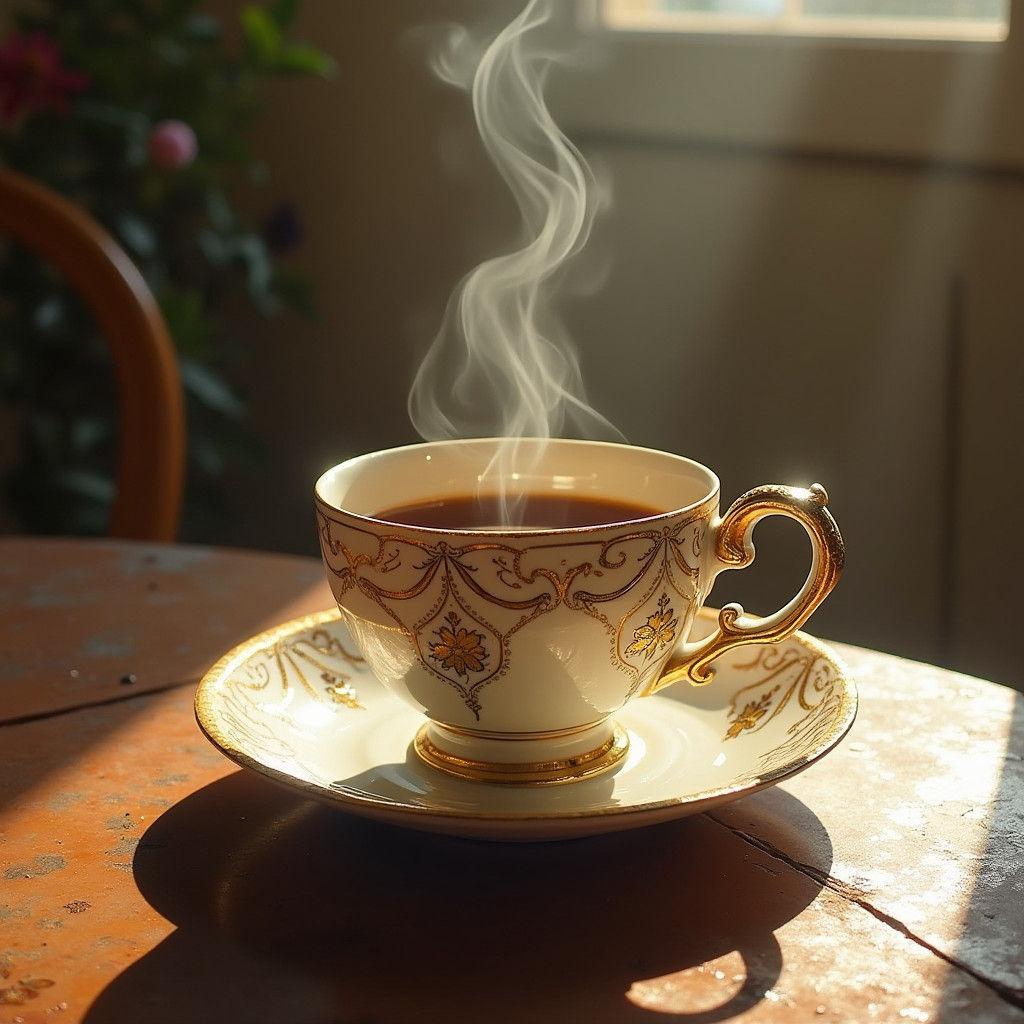 Antique Coffee Cup in Azulejo Style