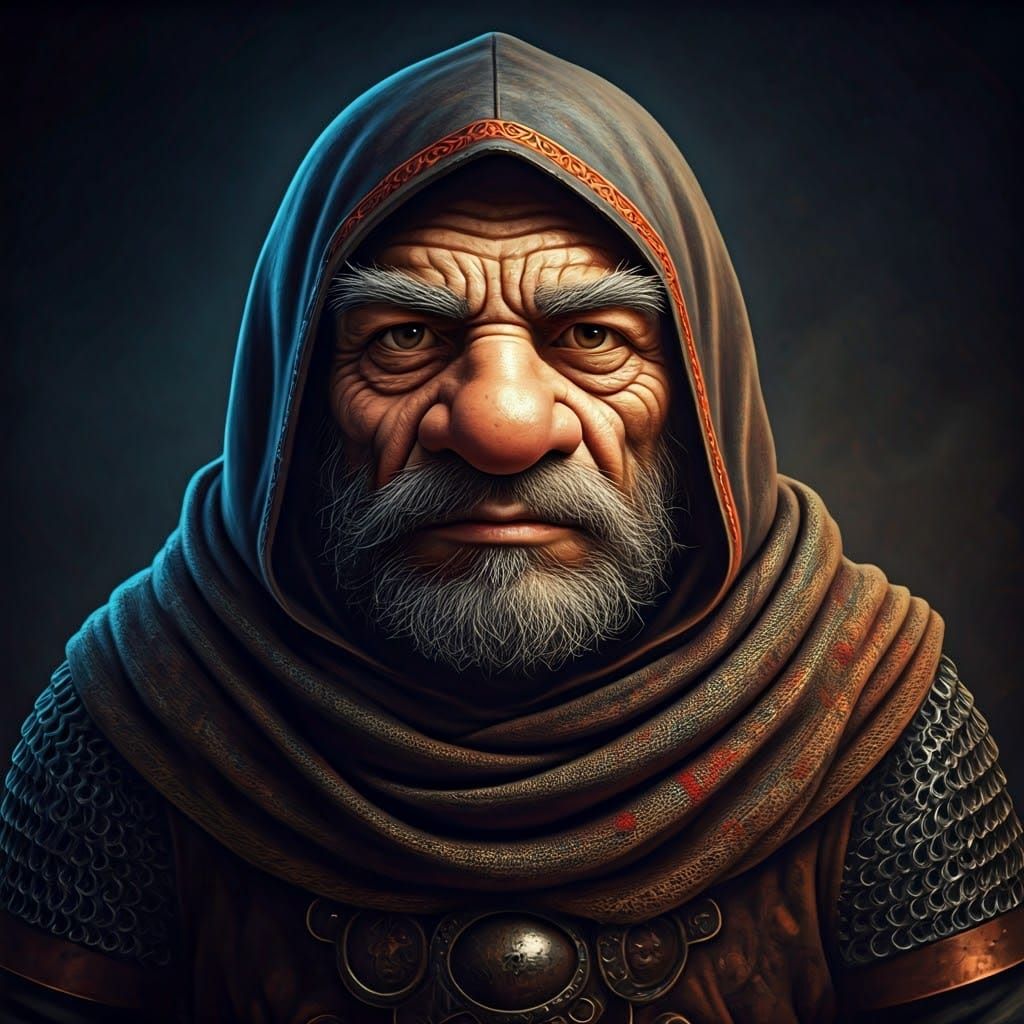 Gnome Warrior in Dramatic, Intricately Patterned Armor