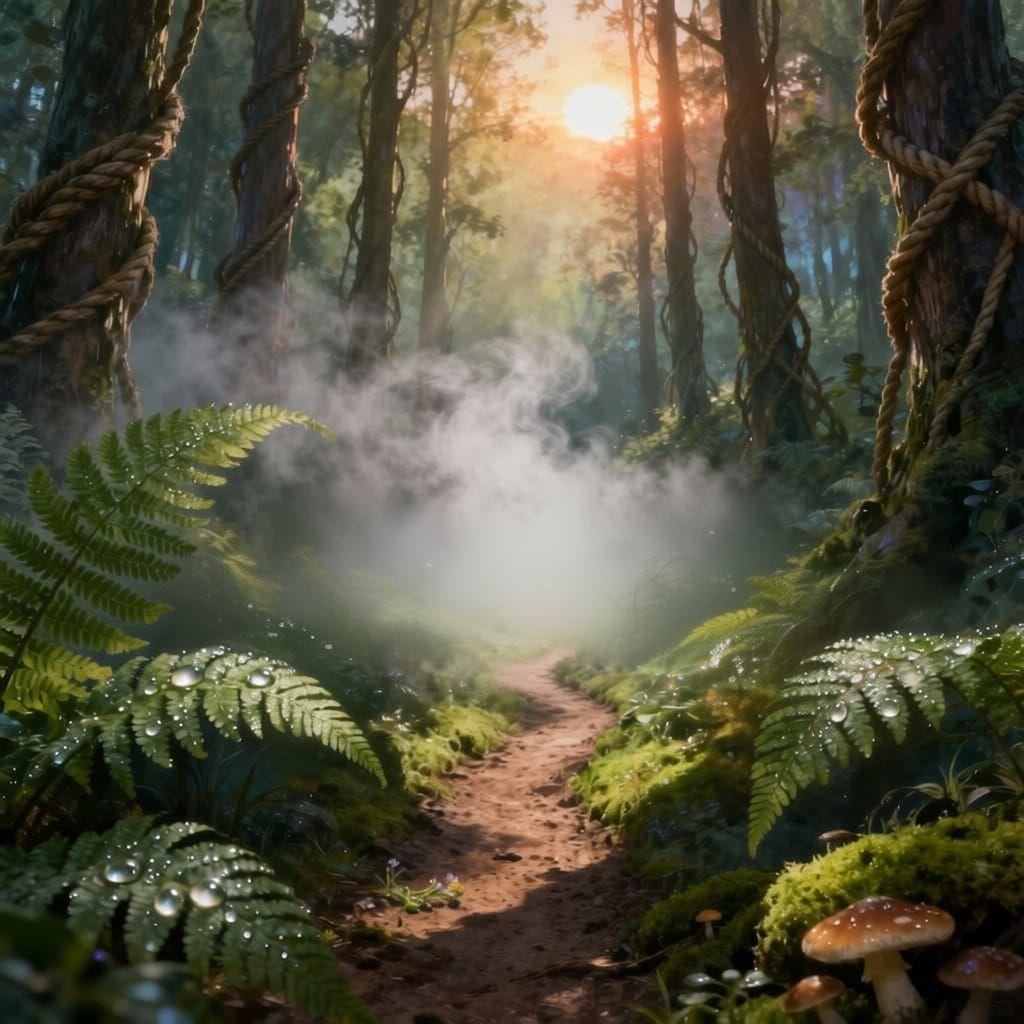 Godly Hands Cradle Enchanted Forest at Sunrise