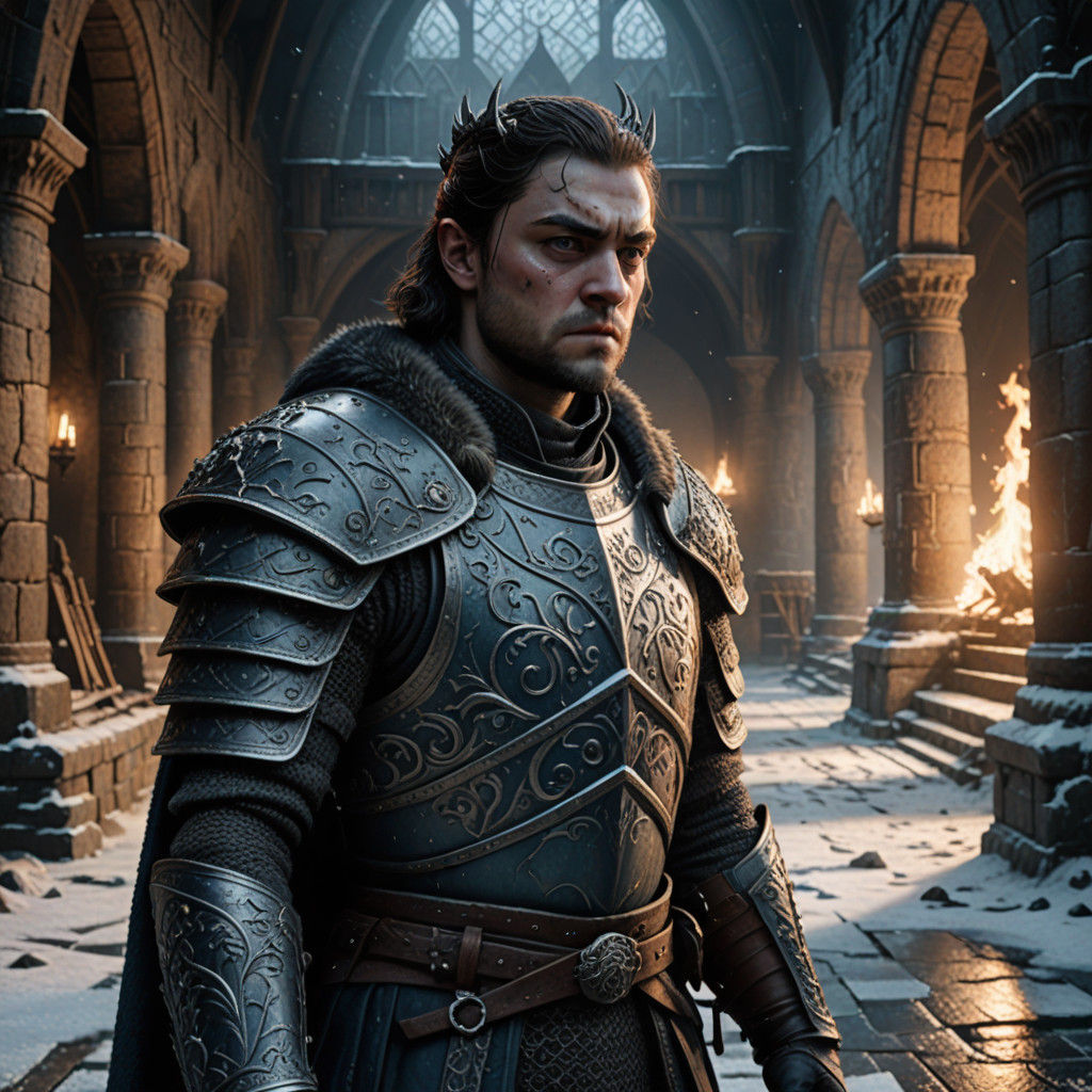 Epic Fantasy Battle Scene: Arya's Fateful Stab in Winterfell