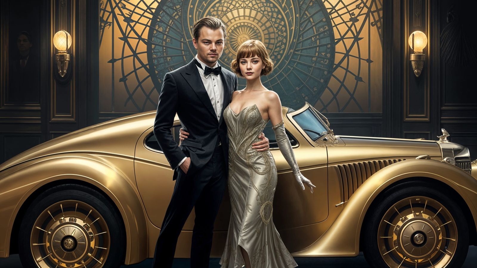 The Great Gatsby - Leonardo DiCaprio standing next to Carey ...