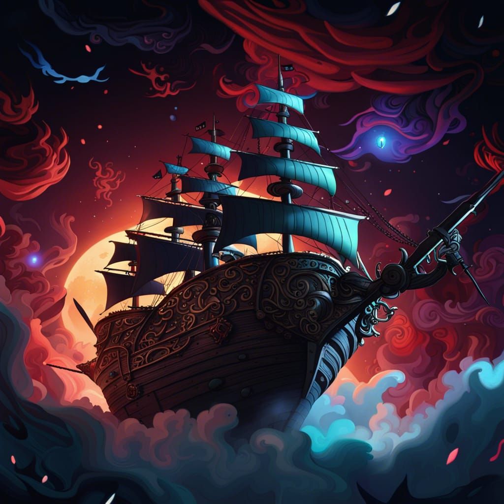 Detailed Space Pirate Digital Painting with Volumetric Light...