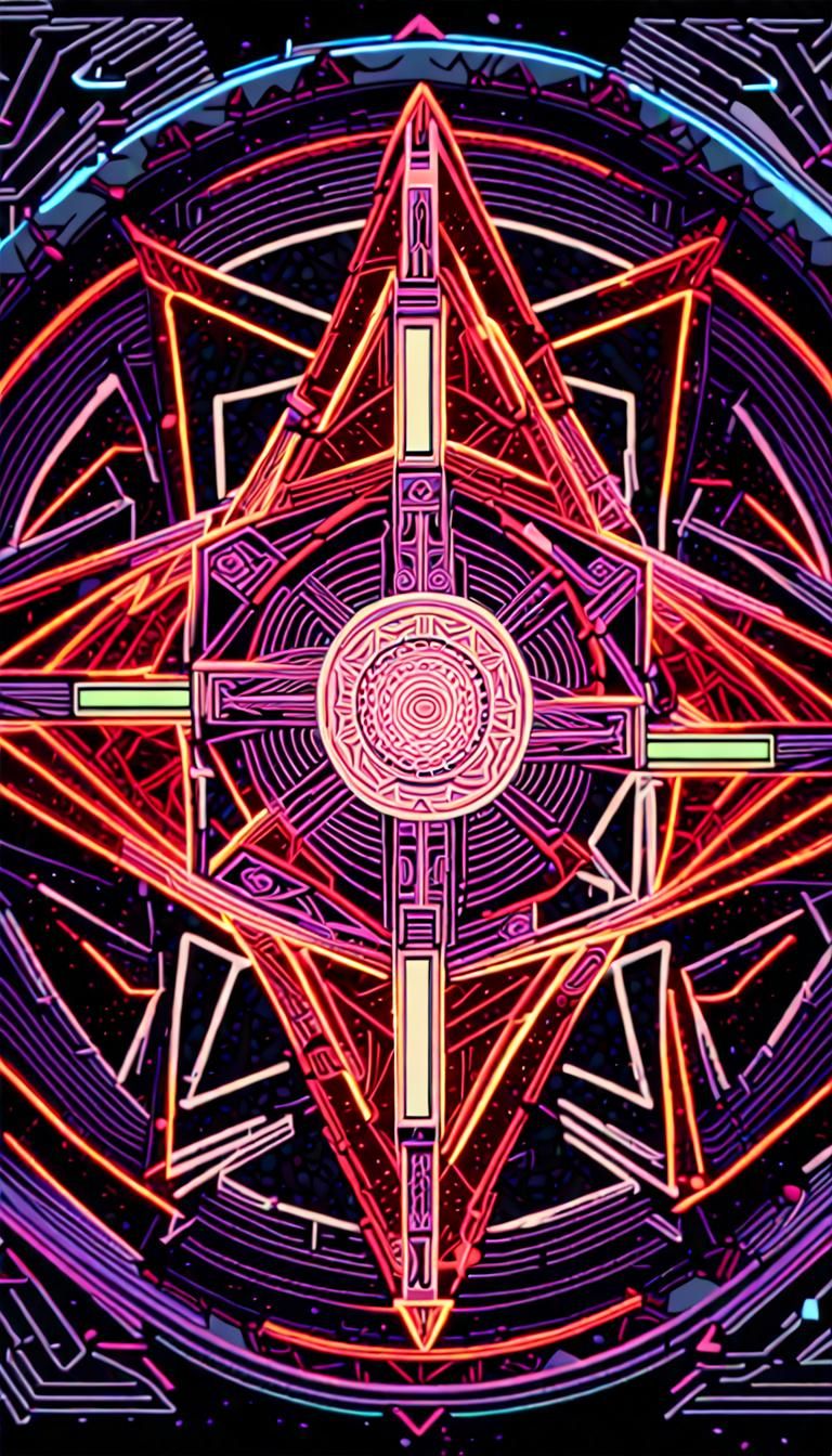 Sacred Geometric Mandalas in Psychedelic 3D Neon Art